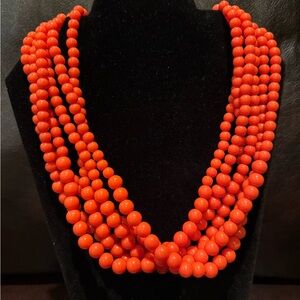 Elegant 6-strand Orange Beaded Necklace